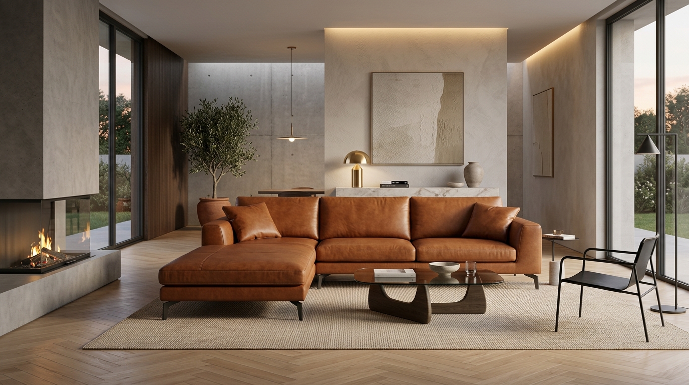 Sofa Lusso Milano Grande Bespoke Italian Sofa in Cognac Saddle Tan Leather